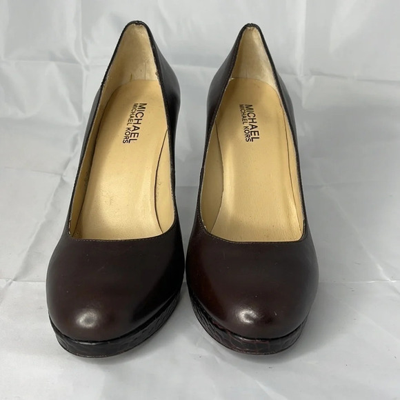 Michael Michael Kors Leather Pumps Chocolate Brown Croc Effect Embossed Size 8 - Picture 3 of 12